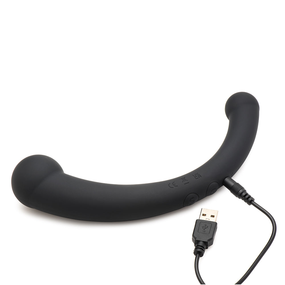 XR BRANDS - MASTER SERIES 10X VIBRA-CRESCENT DILDO VIBRATÓRIO DE SILICONE COM DUPLA EXTREMIDADE PRETO
