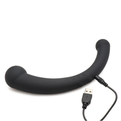 XR BRANDS - MASTER SERIES 10X VIBRA-CRESCENT DILDO VIBRATÓRIO DE SILICONE COM DUPLA EXTREMIDADE PRETO