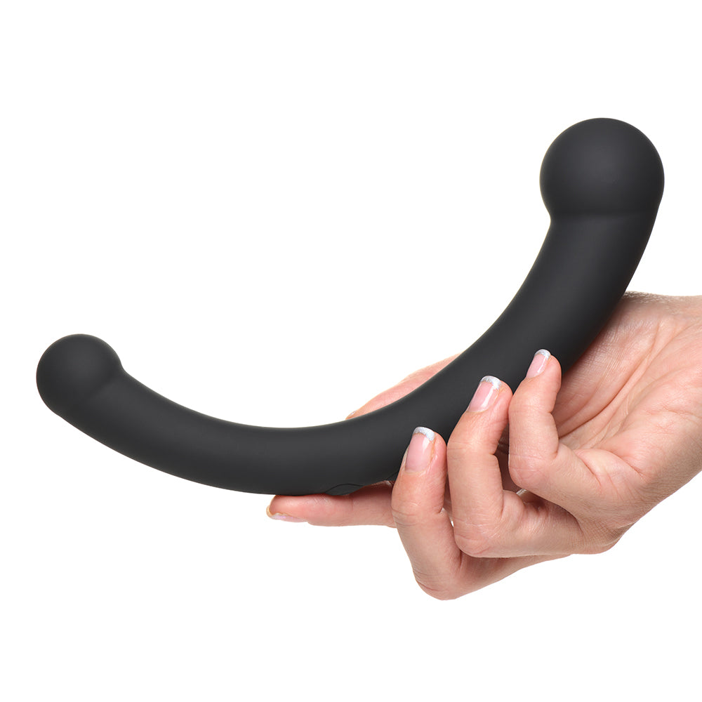 XR BRANDS - MASTER SERIES 10X VIBRA-CRESCENT DILDO VIBRATÓRIO DE SILICONE COM DUPLA EXTREMIDADE PRETO