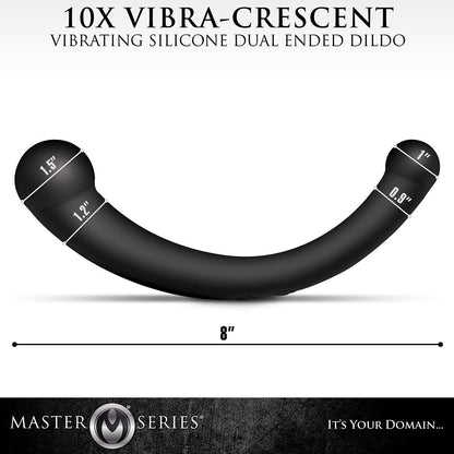 XR BRANDS - MASTER SERIES 10X VIBRA-CRESCENT DILDO VIBRATÓRIO DE SILICONE COM DUPLA EXTREMIDADE PRETO