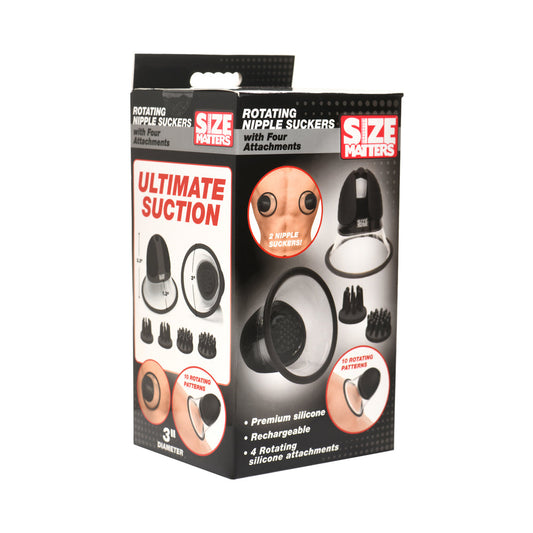 XR BRANDS - 10X ROTATING SILICONE NIPPLE SUCKERS WITH 4 ATTACHMENTS