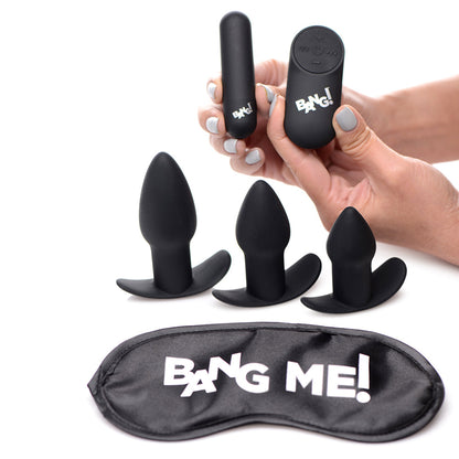 XR BRANDS - BANG! BACKDOOR ADVENTURE CONJUNTO DE 3 BUTT PLUGS, BULLET E VENDA PRETO