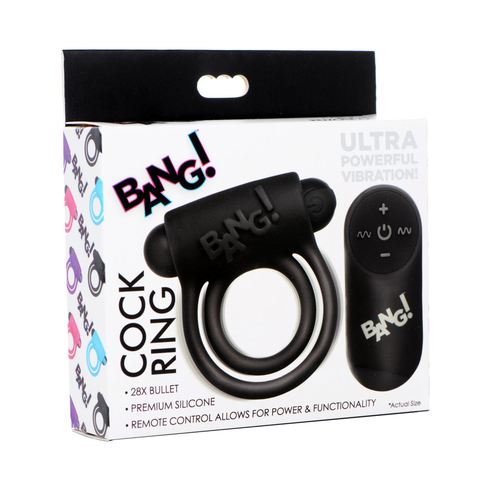 XR BRANDS - BANG! SILICONE COCK RING & BULLET WITH REMOTE CONTROL