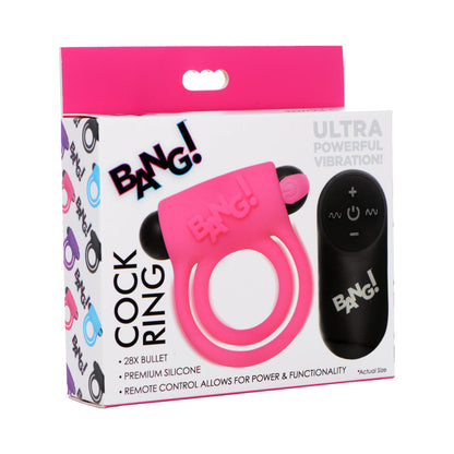 XR BRANDS - BANG! SILICONE COCK RING & BULLET WITH REMOTE CONTROL