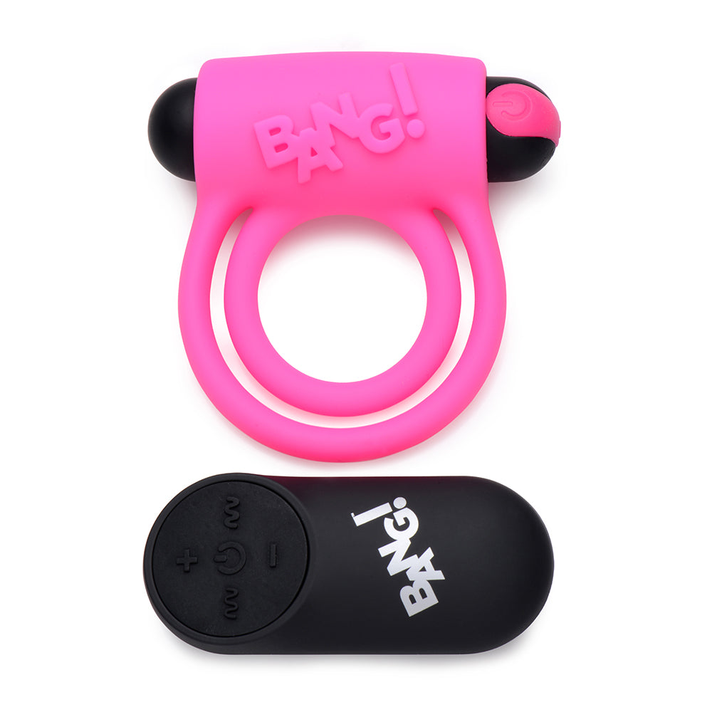 XR BRANDS - BANG! SILICONE COCK RING & BULLET WITH REMOTE CONTROL