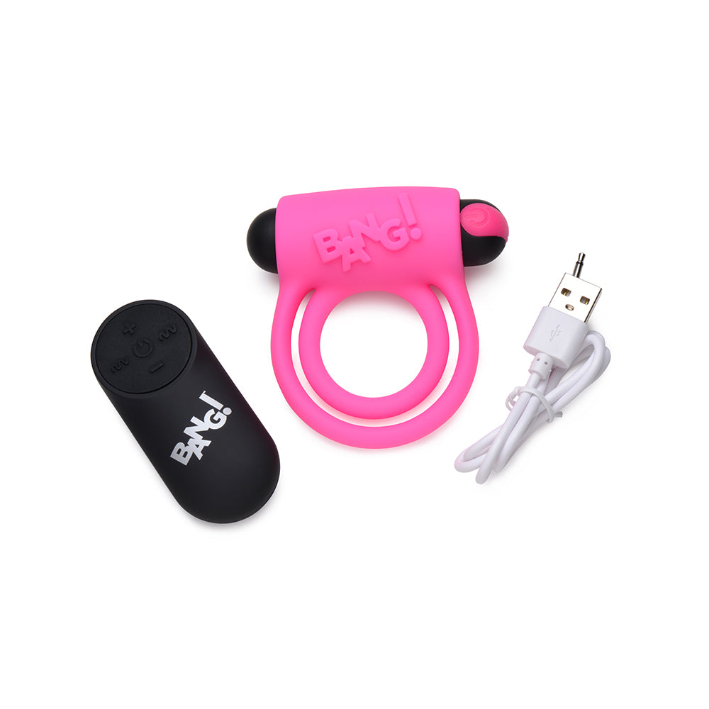 XR BRANDS - BANG! SILICONE COCK RING & BULLET WITH REMOTE CONTROL