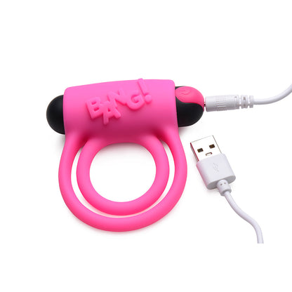 XR BRANDS - BANG! SILICONE COCK RING & BULLET WITH REMOTE CONTROL