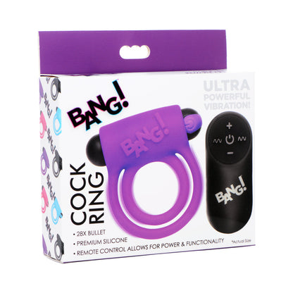 XR BRANDS - BANG! SILICONE COCK RING & BULLET WITH REMOTE CONTROL