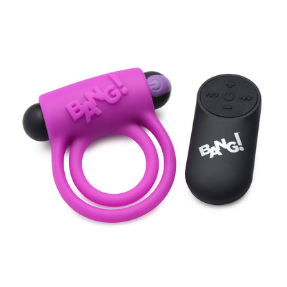 XR BRANDS - BANG! SILICONE COCK RING & BULLET WITH REMOTE CONTROL