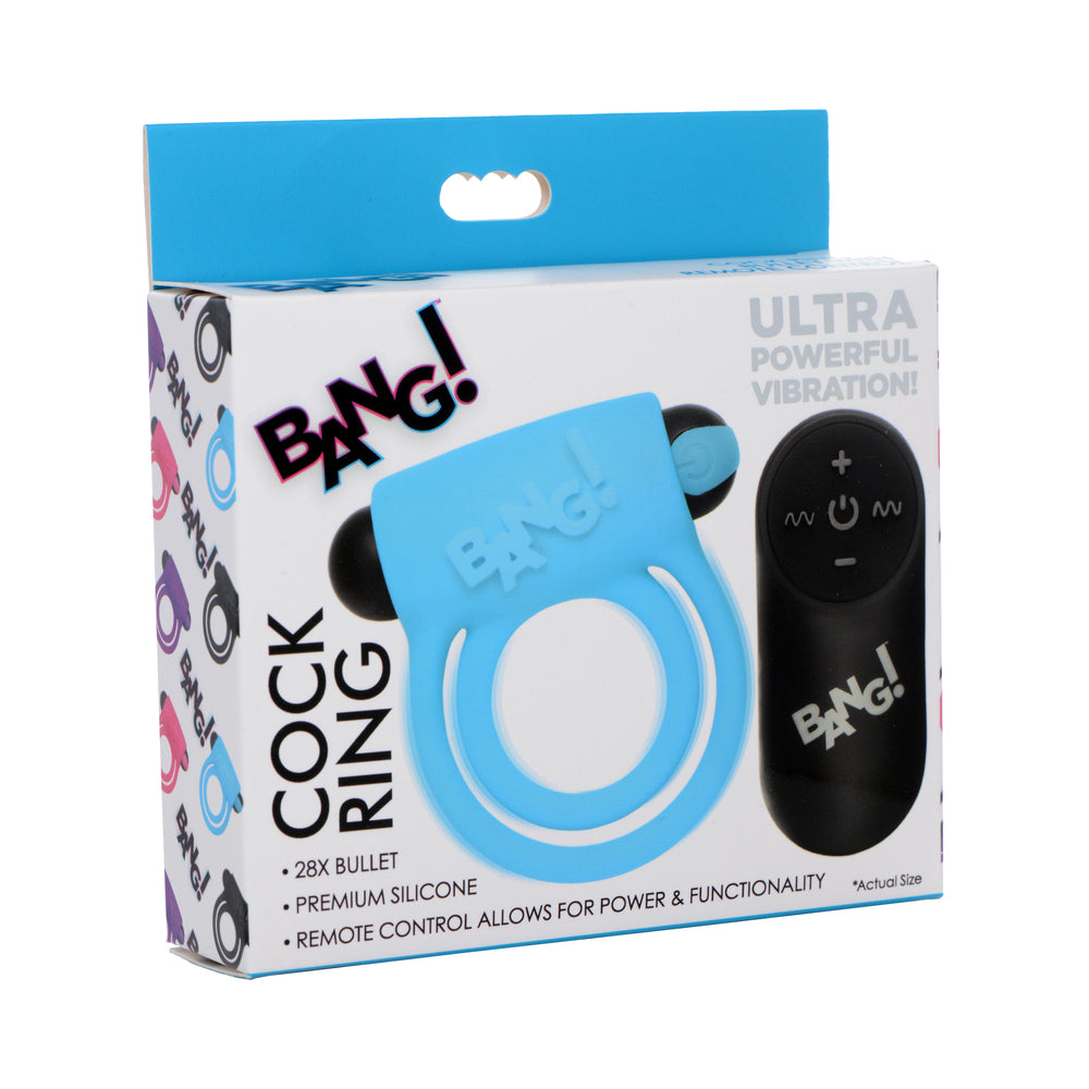 XR BRANDS - BANG! SILICONE COCK RING & BULLET WITH REMOTE CONTROL