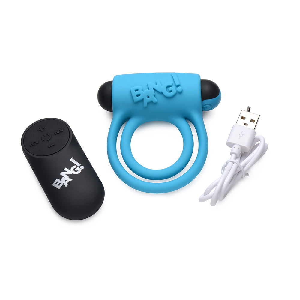XR BRANDS - BANG! SILICONE COCK RING & BULLET WITH REMOTE CONTROL