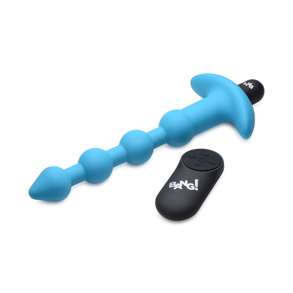 XR BRANDS - BANG! VIBRATING SILICONE ANAL BEADS & REMOTE CONTROL BLUE