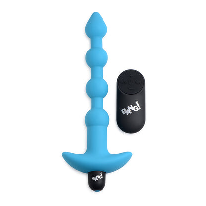 XR BRANDS - BANG! VIBRATING SILICONE ANAL BEADS & REMOTE CONTROL BLUE