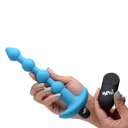 XR BRANDS - BANG! VIBRATING SILICONE ANAL BEADS & REMOTE CONTROL BLUE
