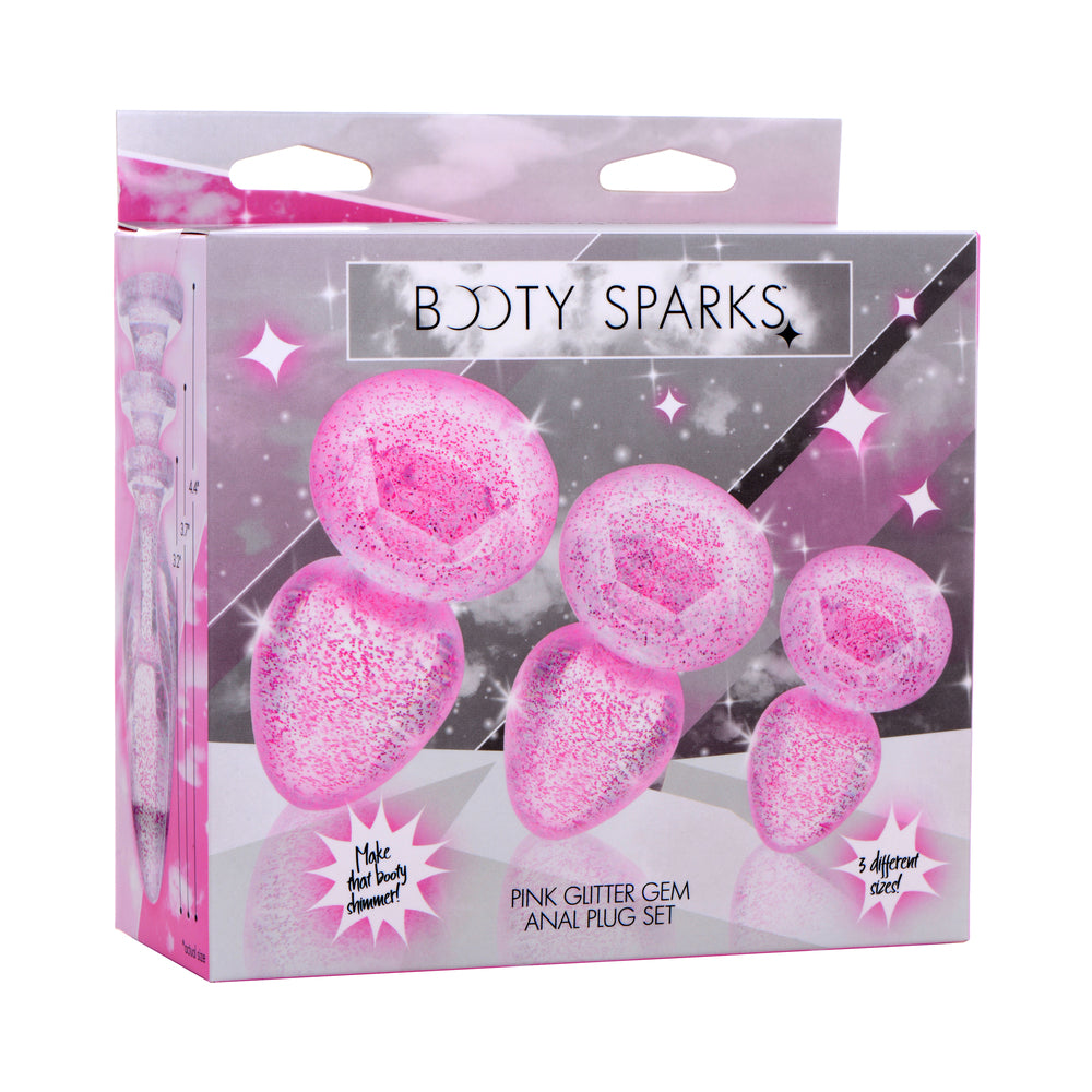 XR BRANDS - BOOTY SPARKS GLITTER GEM ANAL PLUG SET PINK