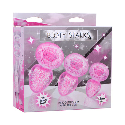 XR BRANDS - BOOTY SPARKS GLITTER GEM ANAL PLUG SET PINK