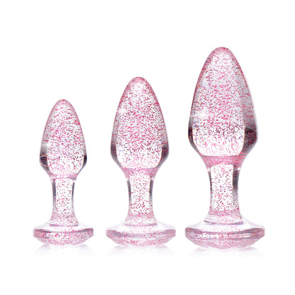 XR BRANDS - BOOTY SPARKS GLITTER GEM ANAL PLUG SET PINK