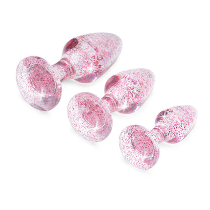 XR BRANDS - BOOTY SPARKS GLITTER GEM ANAL PLUG SET PINK
