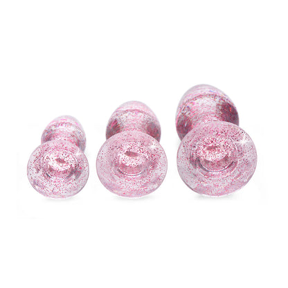 XR BRANDS - BOOTY SPARKS GLITTER GEM ANAL PLUG SET PINK