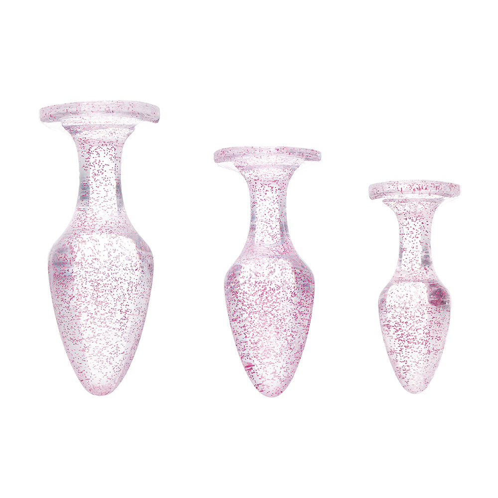 XR BRANDS - BOOTY SPARKS GLITTER GEM ANAL PLUG SET PINK