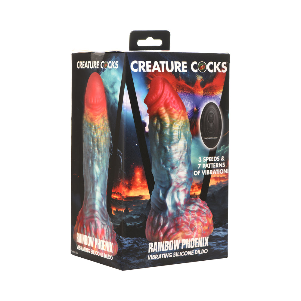 XR BRANDS - CREATURE COCKS RAINBOW PHOENIX VIBRATING SILICONE DILDO