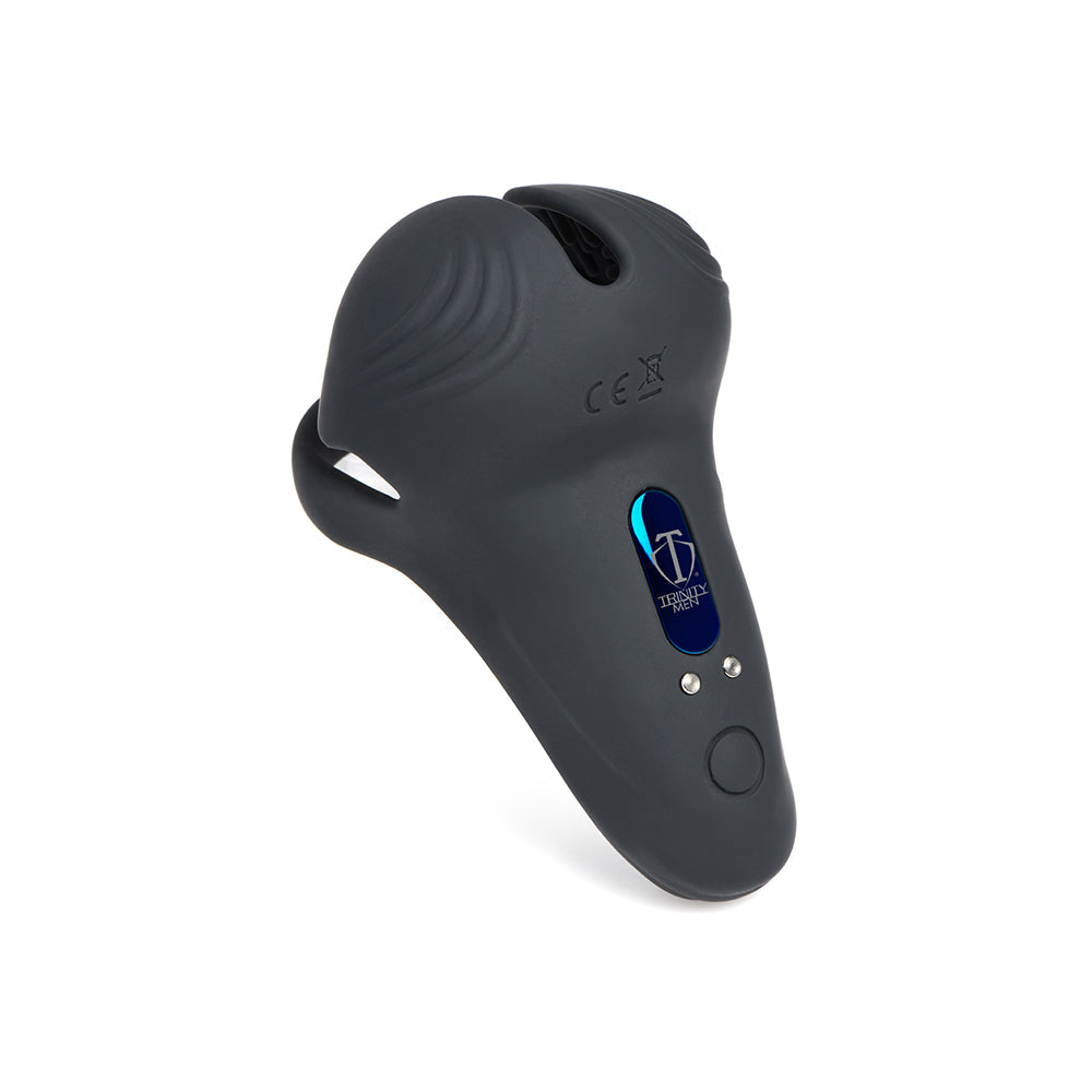 XR BRANDS - TRINITY MEN 10X SILICONE COCK & BALL RING WITH TAINT STIM AND REMOTE CONTROL
