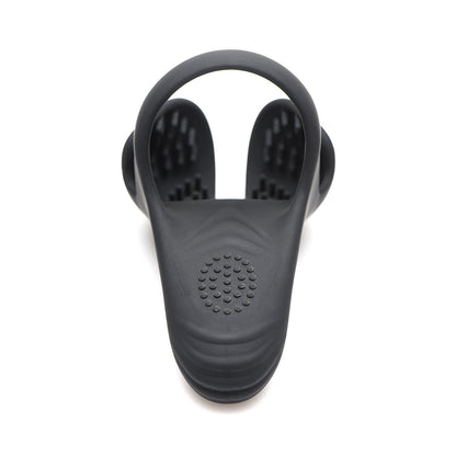XR BRANDS - TRINITY MEN 10X SILICONE COCK & BALL RING WITH TAINT STIM AND REMOTE CONTROL