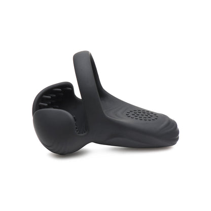 XR BRANDS - TRINITY MEN 10X SILICONE COCK & BALL RING WITH TAINT STIM AND REMOTE CONTROL