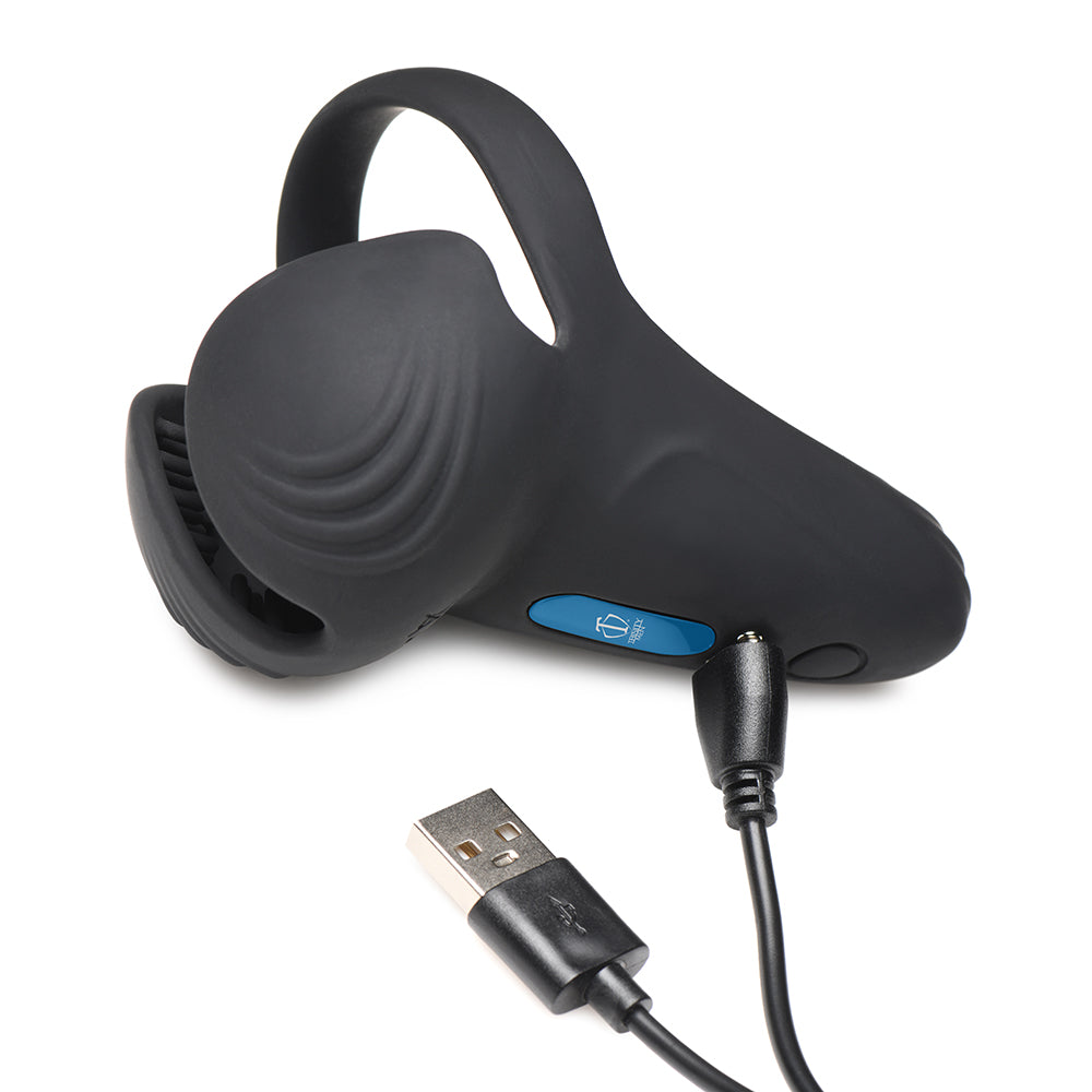 XR BRANDS - TRINITY MEN 10X SILICONE COCK & BALL RING WITH TAINT STIM AND REMOTE CONTROL