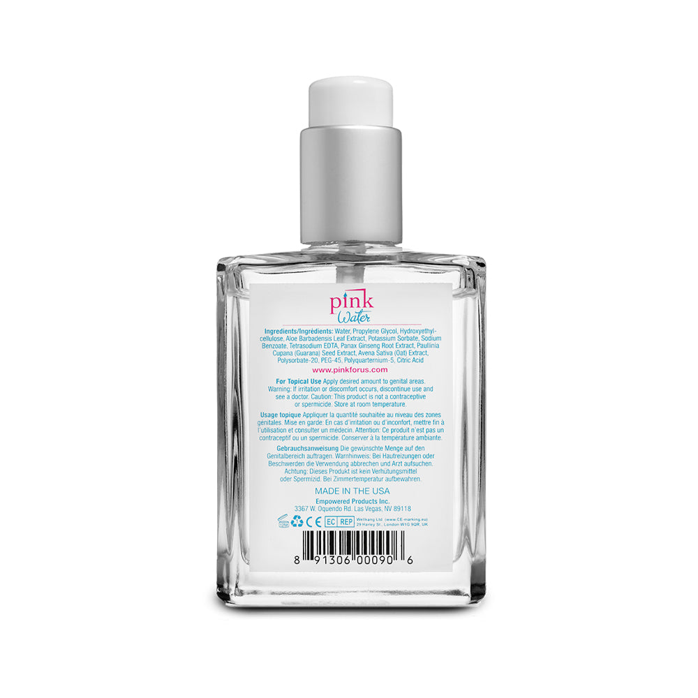 PINK SENSUALS - PINK WATER WATER-BASED LUBRICANT 4 OZ. GLASS BOTTLE