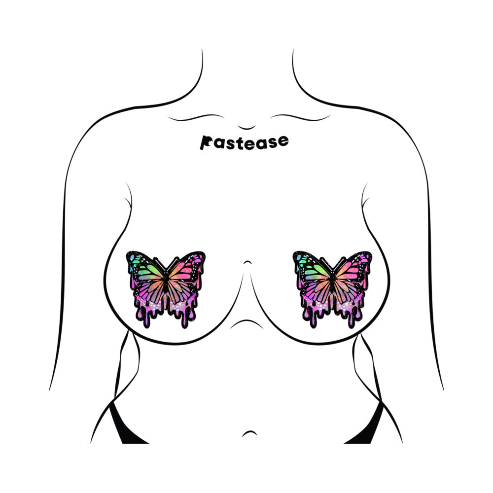 PASTEASE - BUTTERFLY MELT TRIPPY GLITTER RAINBOW NIPPLE PASTIES