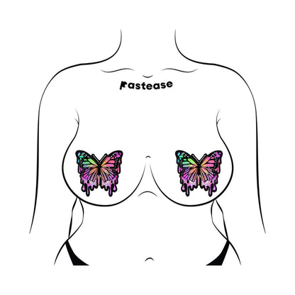 PASTEASE - BUTTERFLY MELT TRIPPY GLITTER RAINBOW NIPPLE PASTIES