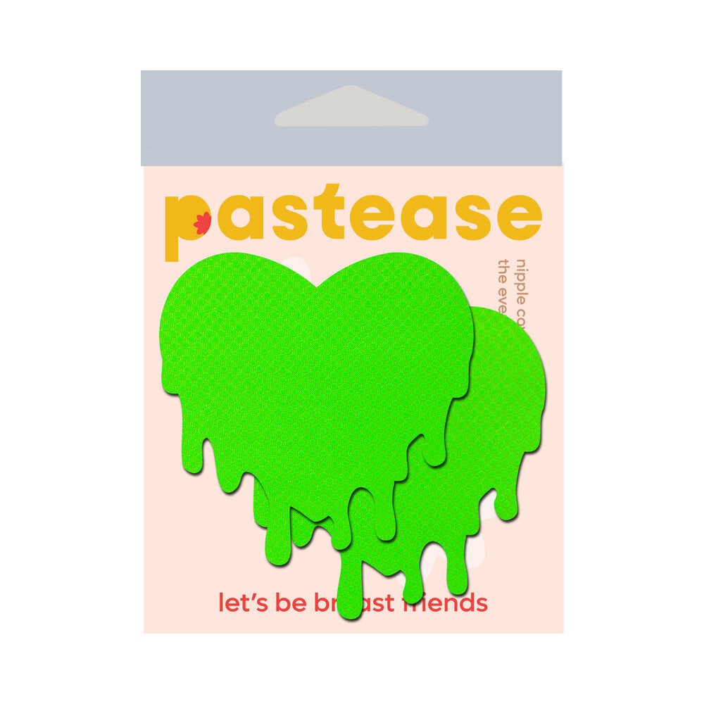 PASTEASE - NEON GREEN MELTY HEART NIPPLE PASTIES