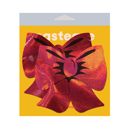 PASTEASE - BOW RED HOLOGRAPHIC BREAST COVERS SUPPORT TAPE