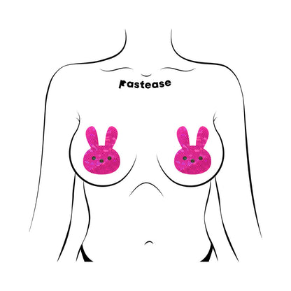 PASTEASE - GLITTERY PINK MARSHMALLOW EASTER BUNNY NIPPLE PASTIES