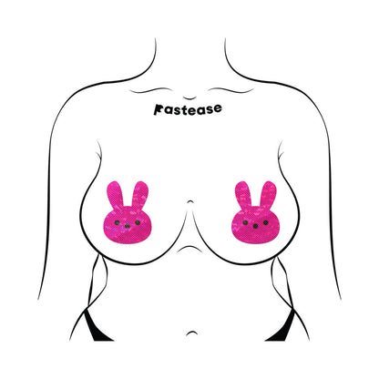 PASTEASE - GLITTERY PINK MARSHMALLOW EASTER BUNNY NIPPLE PASTIES