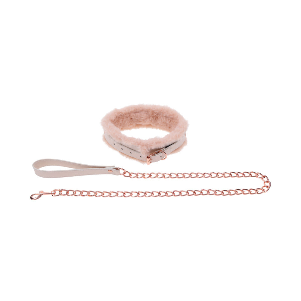 SPORTSHEETS - SEX & MISCHIEF PEACHES 'N CREAME FUR COLLAR & LEASH