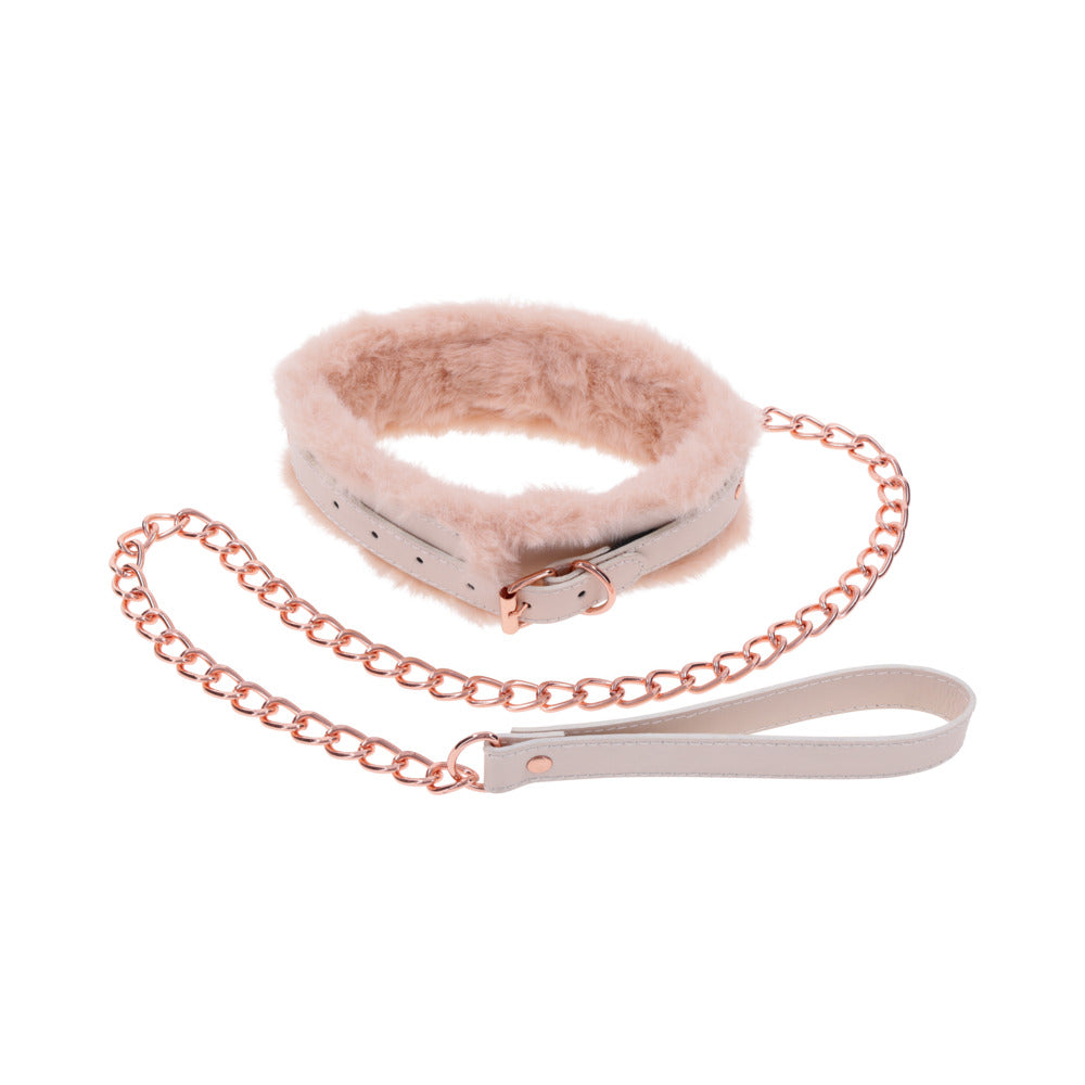 SPORTSHEETS - SEX & MISCHIEF PEACHES 'N CREAME FUR COLLAR & LEASH
