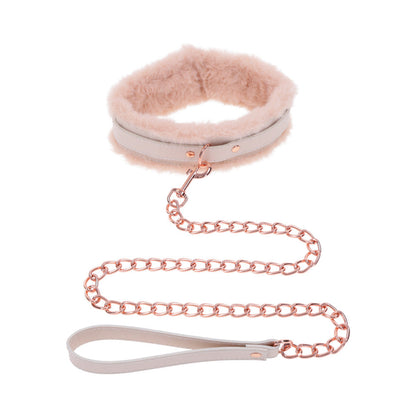 SPORTSHEETS - SEX & MISCHIEF PEACHES 'N CREAME FUR COLLAR & LEASH