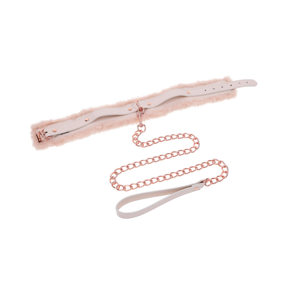 SPORTSHEETS - SEX & MISCHIEF PEACHES 'N CREAME FUR COLLAR & LEASH