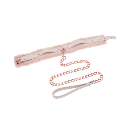 SPORTSHEETS - SEX & MISCHIEF PEACHES 'N CREAME FUR COLLAR & LEASH