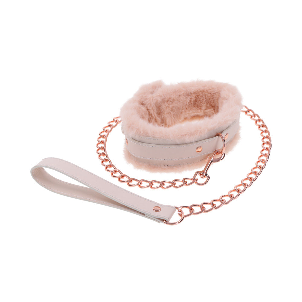 SPORTSHEETS - SEX & MISCHIEF PEACHES 'N CREAME FUR COLLAR & LEASH