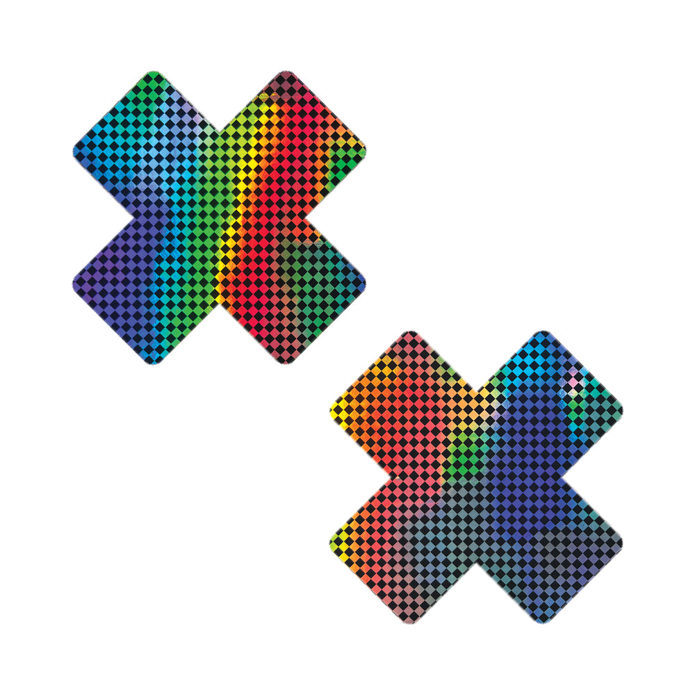 NEVA NUDE - TALLADEGA TRIPPIN' SUPER HOLOGRAPHIC CHECKERED X NIPPLE PASTIES