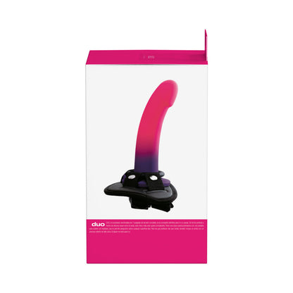 VEDO - DUO SILICONE DILDO (NON-VIBRATING) WITH HARNESS PINK/PURPLE