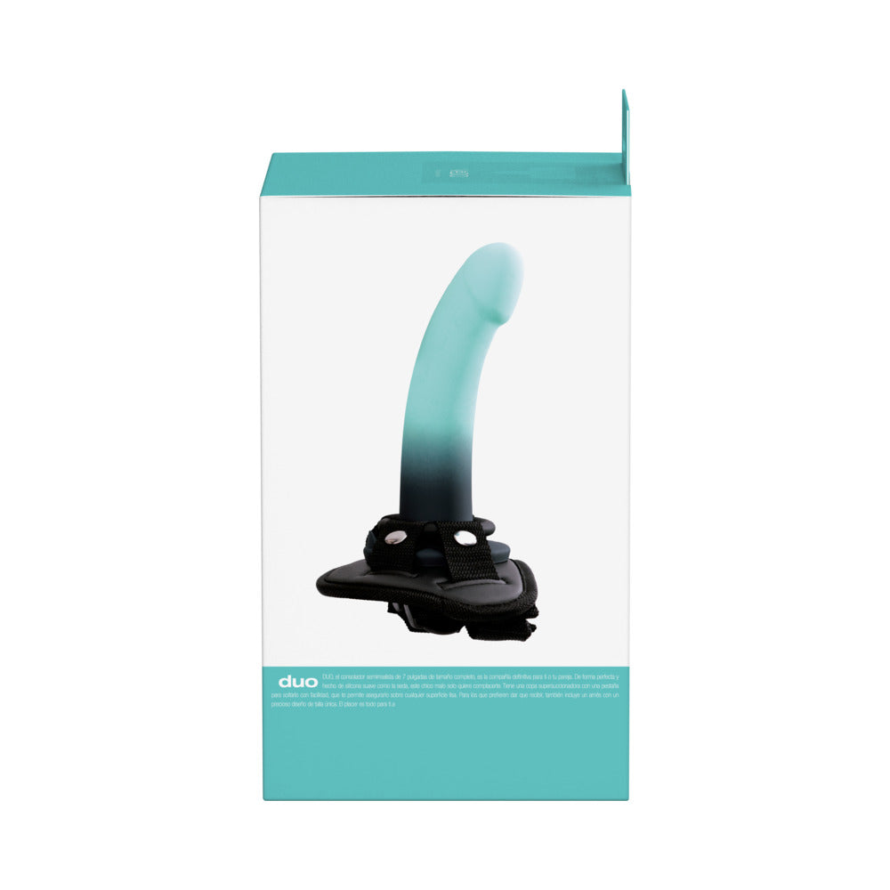 VEDO - DUO SILICONE DILDO (NON-VIBRATING) WITH HARNESS TURQUOISE/BLACK
