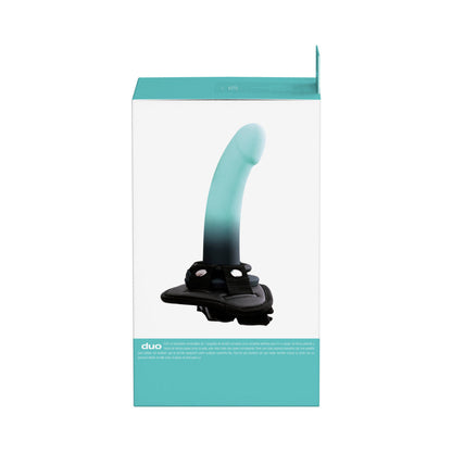 VEDO - DUO SILICONE DILDO (NON-VIBRATING) WITH HARNESS TURQUOISE/BLACK
