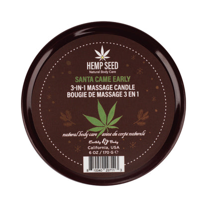 EARTHLY BODY - HEMP SEED HOLIDAY 3-IN-1 MASSAGE CANDLE SANTA CAME EARLY 6 OZ.