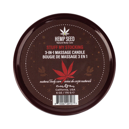 EARTHLY BODY - HEMP SEED HOLIDAY 3-IN-1 MASSAGE CANDLE STUFF MY STOCKING 6 OZ.
