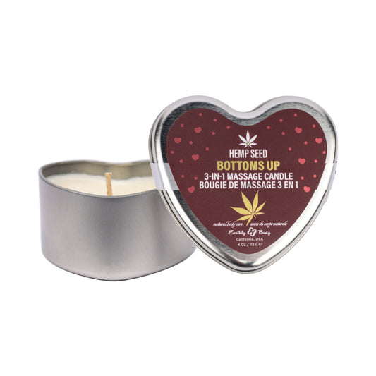 EARTHLY BODY - HEMP SEED VALENTINE 3-IN-1 MASSAGE CANDLE BOTTOM'S UP 4.7 OZ.