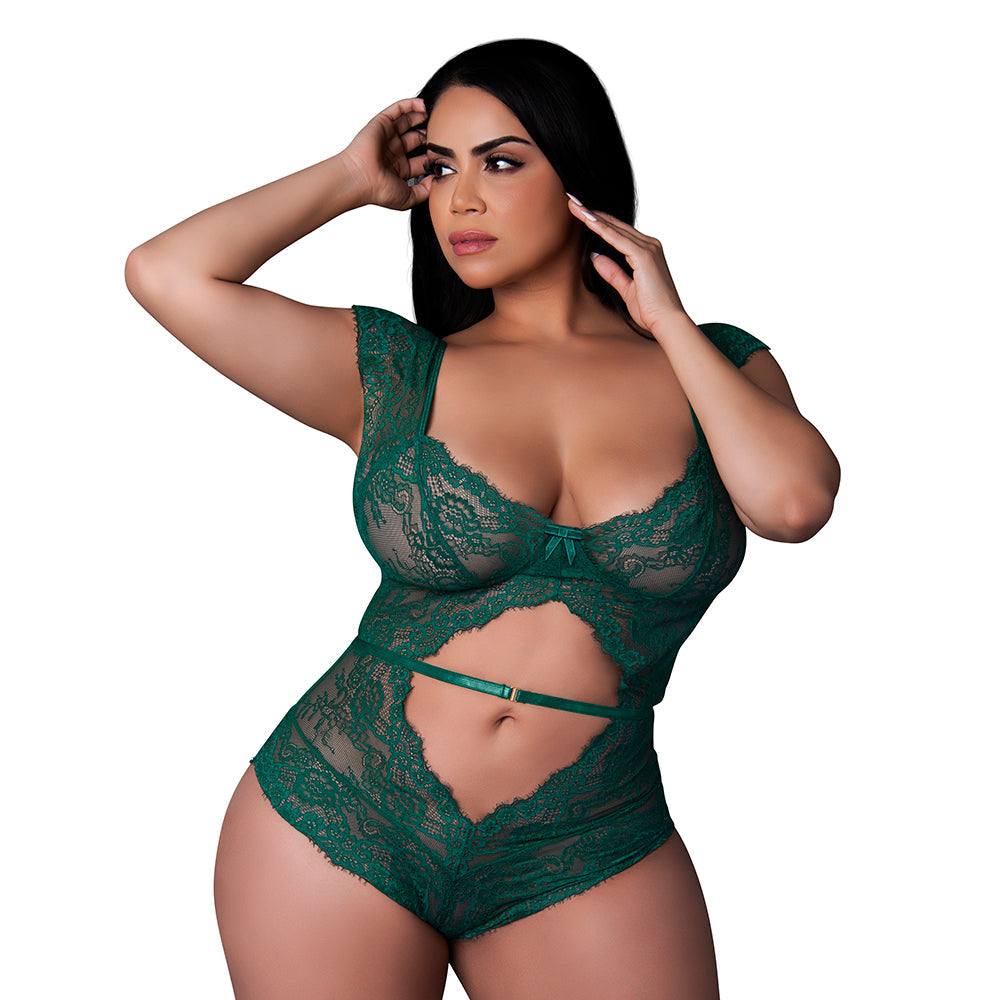 MAGIC SILK - EVERMORE CUTOUT ROMPER EMERALD